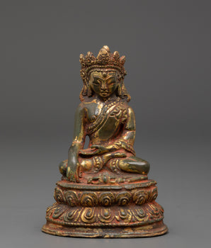Gold Inlaid Crown Shakyamuni Buddha Statue