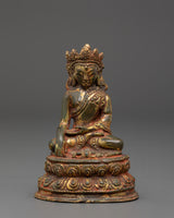 Gold Inlaid Crown Shakyamuni Buddha Statue