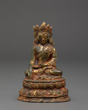 Gold Inlaid Crown Shakyamuni Buddha Statue