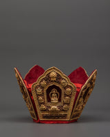 Oxidized Copper Tibetan Crown with 5 Dhyani Buddhas 