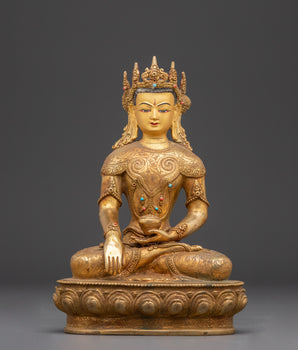 Handcrafted Crown Shakyamuni Buddha Statue