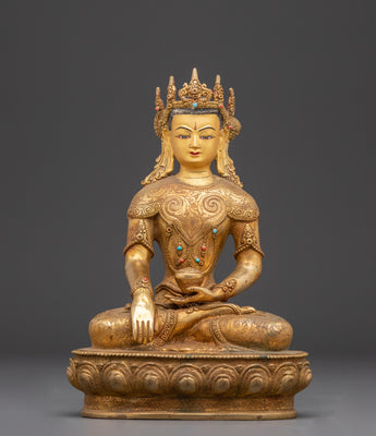 Handcrafted Crown Shakyamuni Buddha Statue