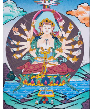 18 Armed Cundi Bodhisattva Thangka | Spiritual Art