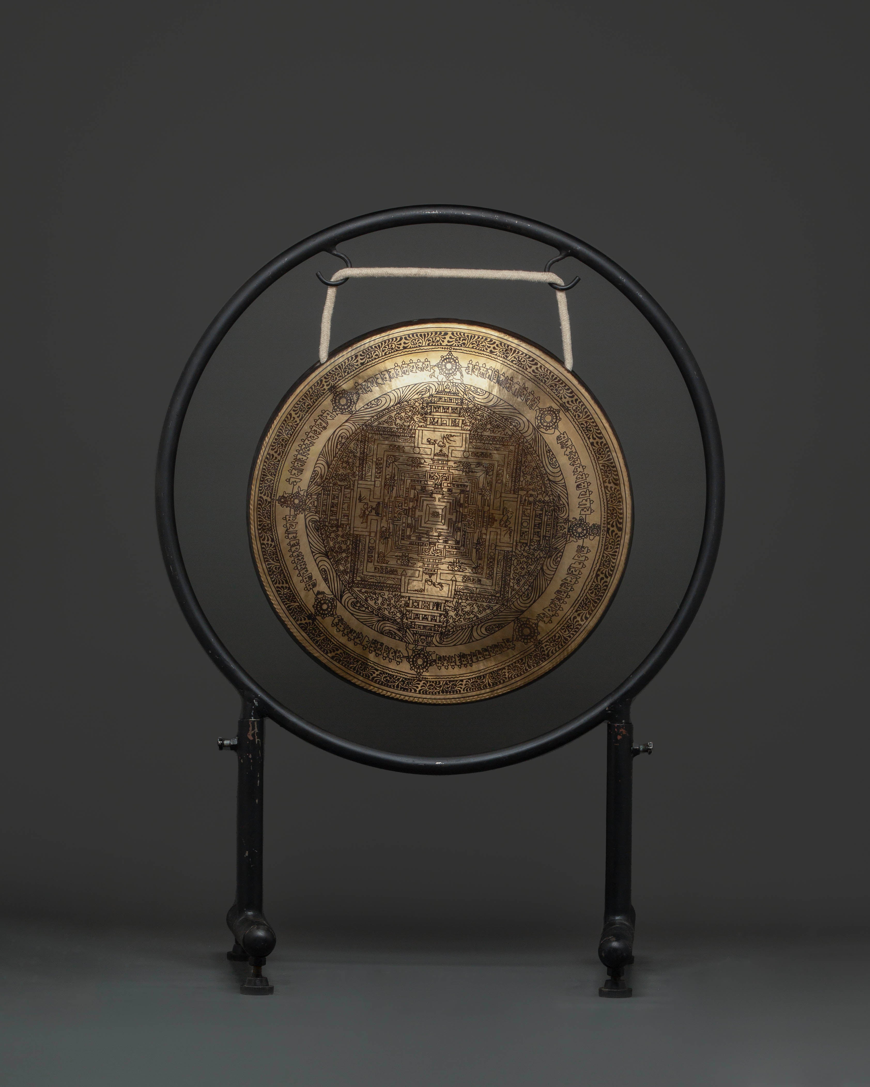 Elegant Handcrafted Brass Gong with Stand | Ideal for Meditation & Home Decor
