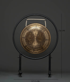 Elegant Handcrafted Brass Gong with Stand | Ideal for Meditation & Home Decor