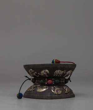 Tibetan Damaru Drum with Turquoise & Coral