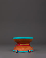 Tibetan Meditation Damaru Drum | Wooden Buddhist Ritual Instrument with Silk Brocade Cover