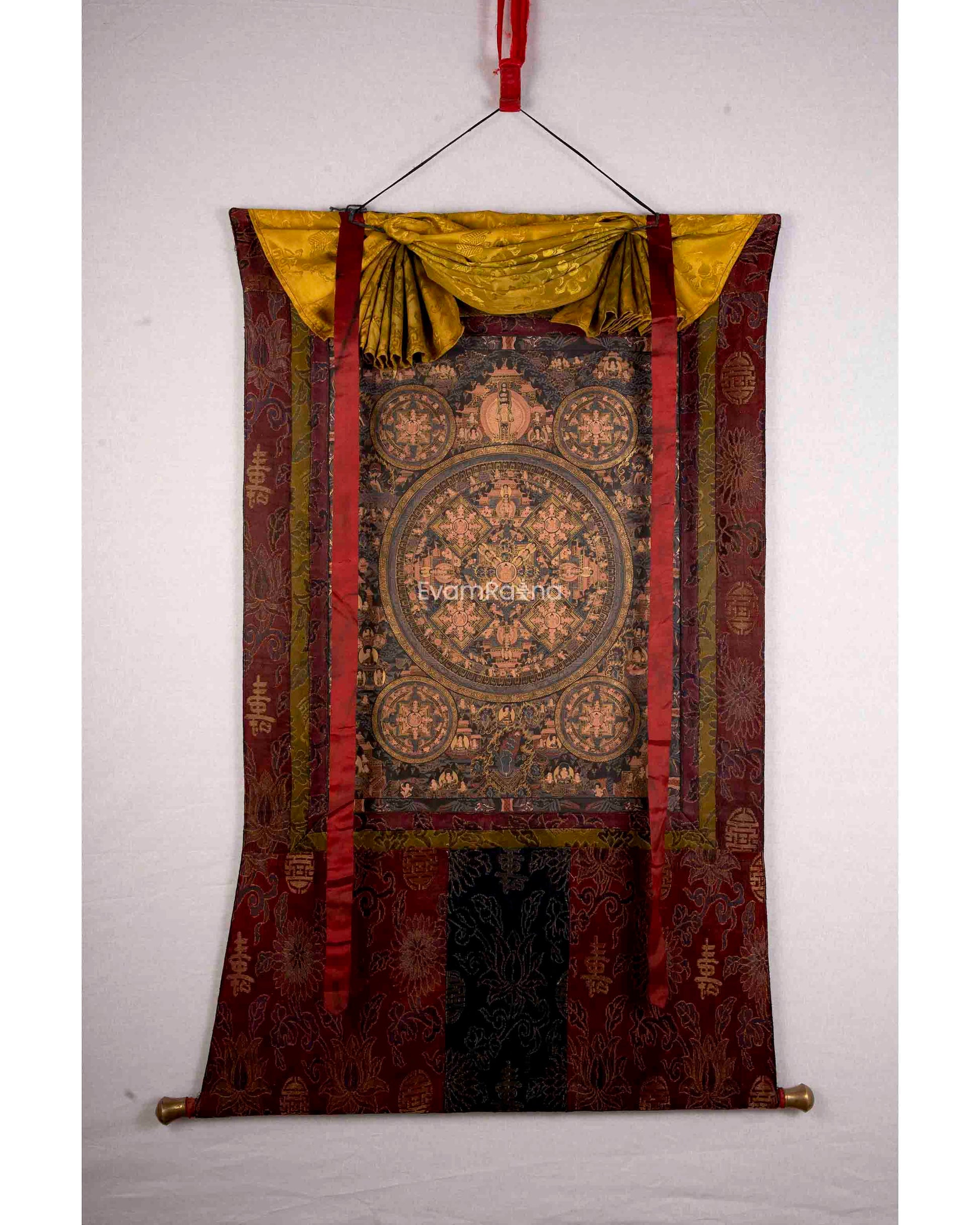 Dark Pancha Mandala With Brocade