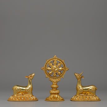 Dharma Wheel and Pair Of Deer