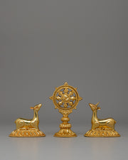 Dharma Wheel and Pair Of Deer