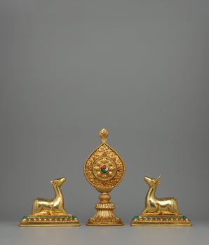 Dharma Wheel and Deer Set | Sacred Symbol of Dharma
