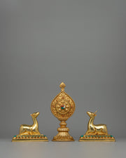 Dharma Wheel and Deer Set | Sacred Symbol of Dharma