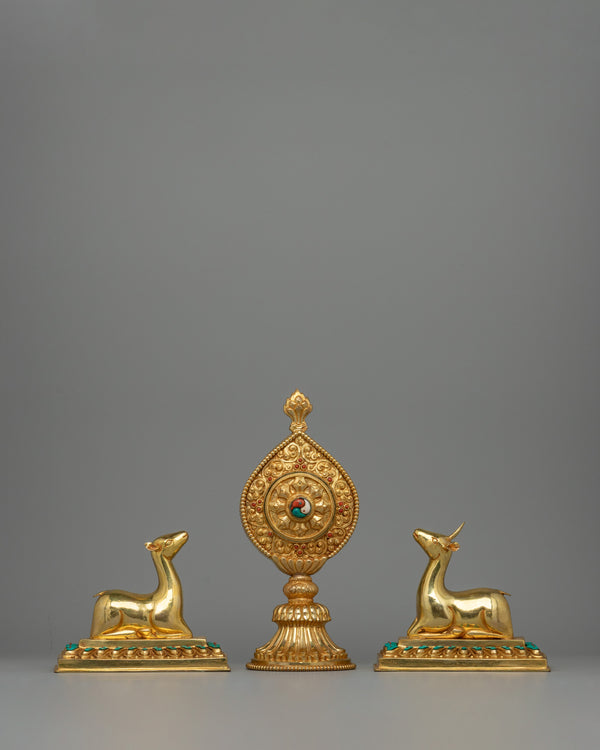 Dharma Wheel and Deer Set | Sacred Symbol of Dharma