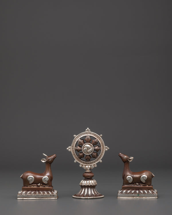 Oxidized Copper Dharma Wheel | Buddhist Altar Symbol