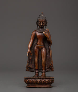 Oxidized Copper Dipankara Buddha statue