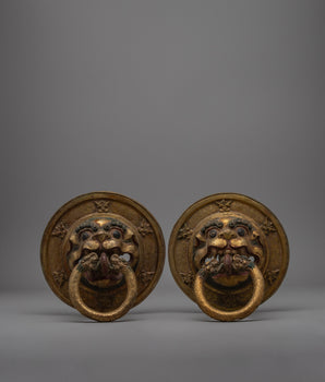 Pair of Buddhist Lion Head Door Knockers
