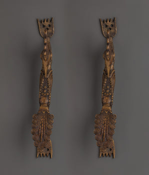 Tibetan Brass Door Handle Set | Spiritual Door Accessory