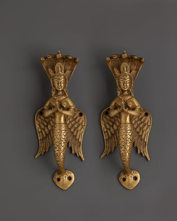 Brass Naga Kanya Door Handles