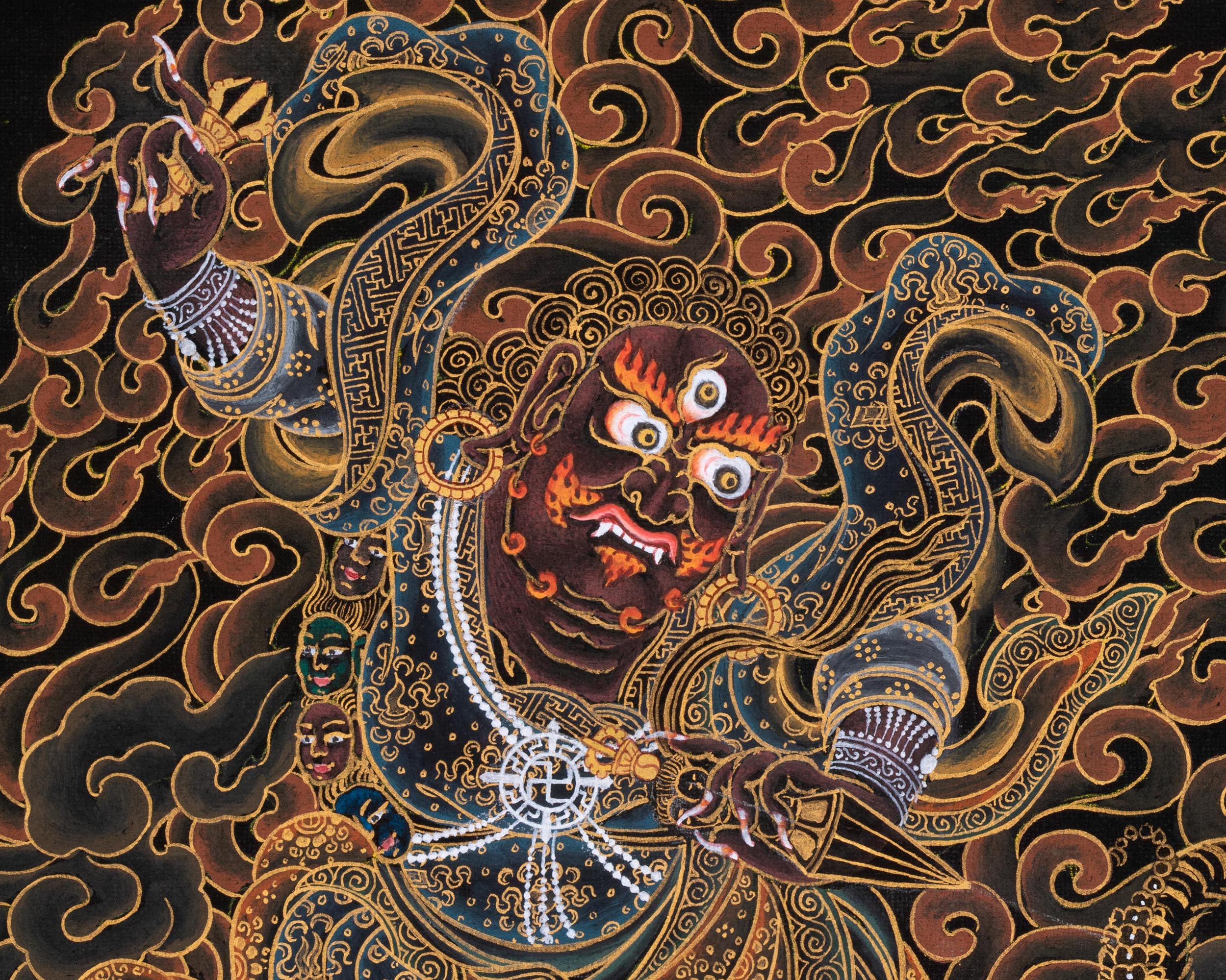 Dorje Drollo Black & Gold Thangka Print | Artwork Of The Golden Guardian | Buddhist Gift Ideas