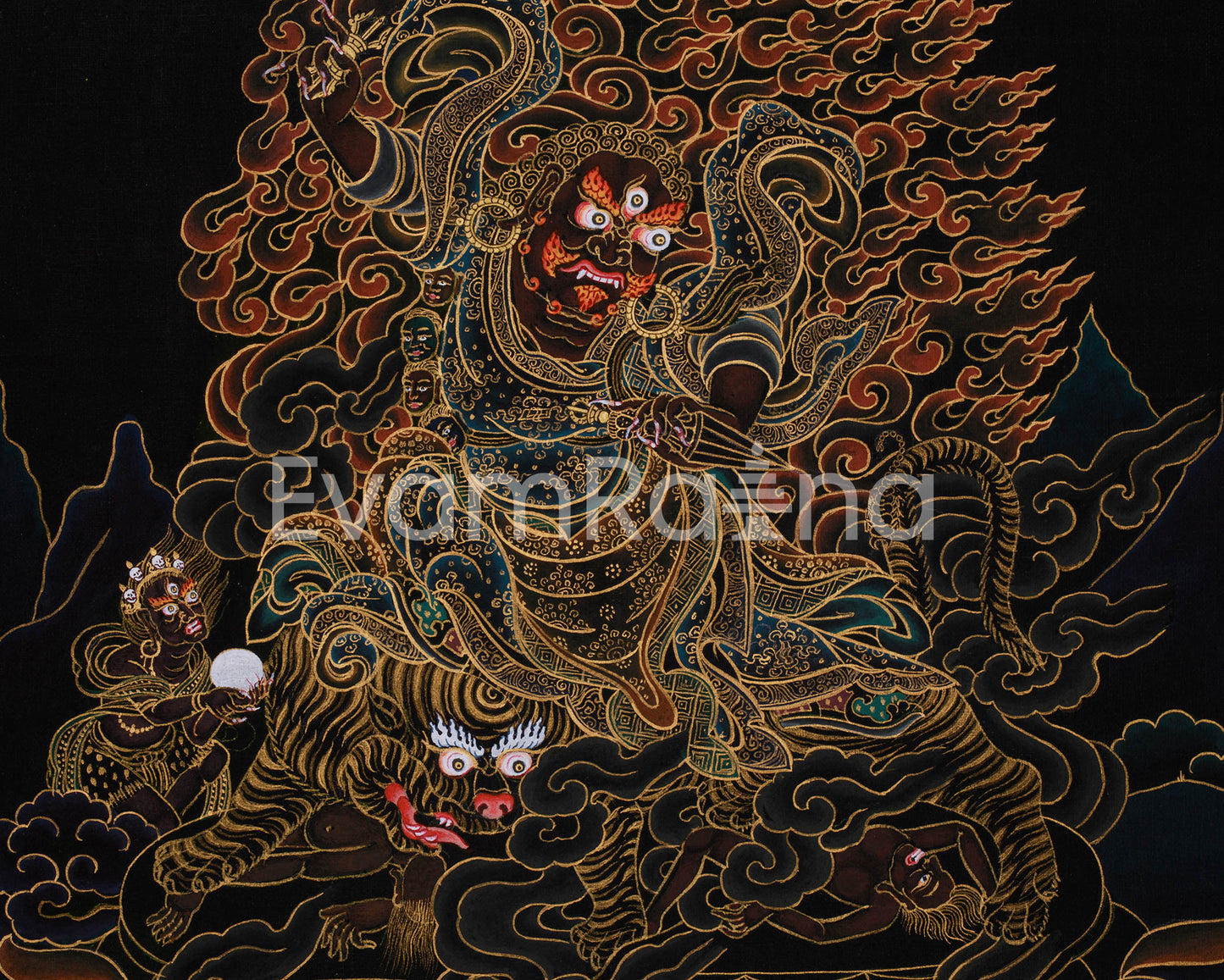 Authentic Hand-Painted Dorje Drolo Thangka | Wrathful Wisdom for Spiritual Protection