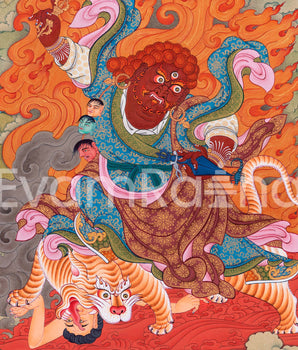 Dorje Drollo Thangka Print | The Thunderbolt Guardian | Digital Print Of Wrathful Compassion