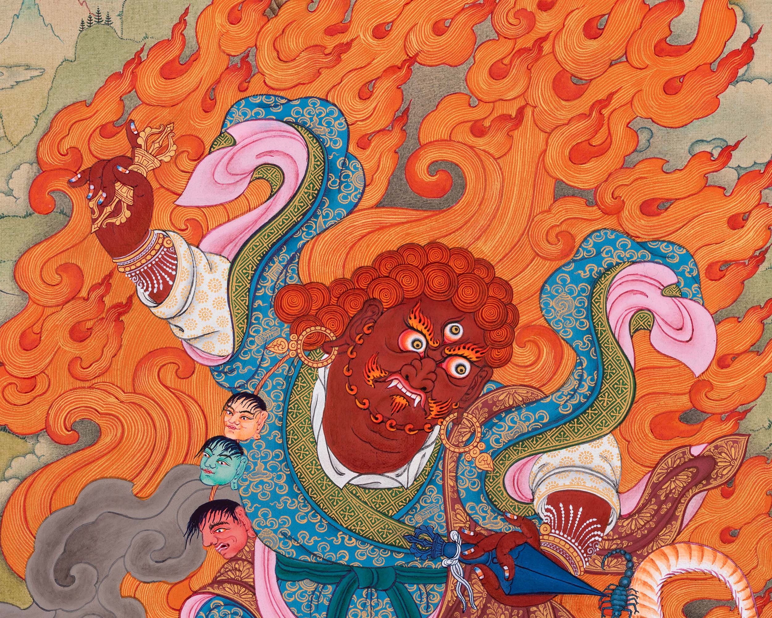 Dorje Drollo Thangka Print | The Thunderbolt Guardian | Digital Print Of Wrathful Compassion