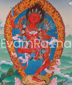 Dorje Phagmo Thangka Artwork | Thangka Print Of Wrathful Compassion | Traditional Vajravarahi Digital Print
