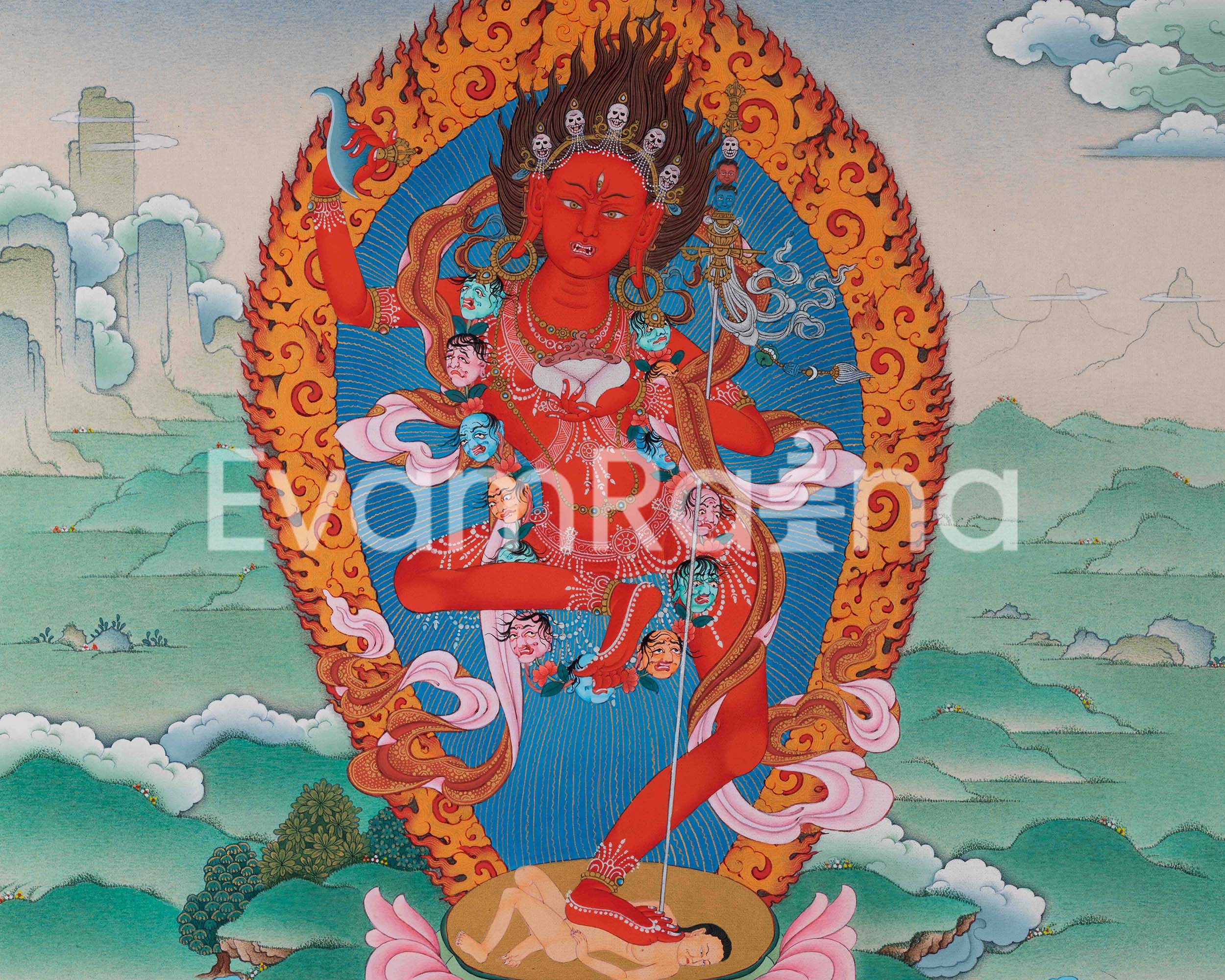 Dorje Phagmo Thangka Artwork | Thangka Print Of Wrathful Compassion | Traditional Vajravarahi Digital Print