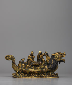 Eight Immortals on Dragon Boat Statue