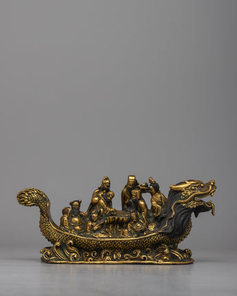 Eight Immortals on Dragon Boat Statue