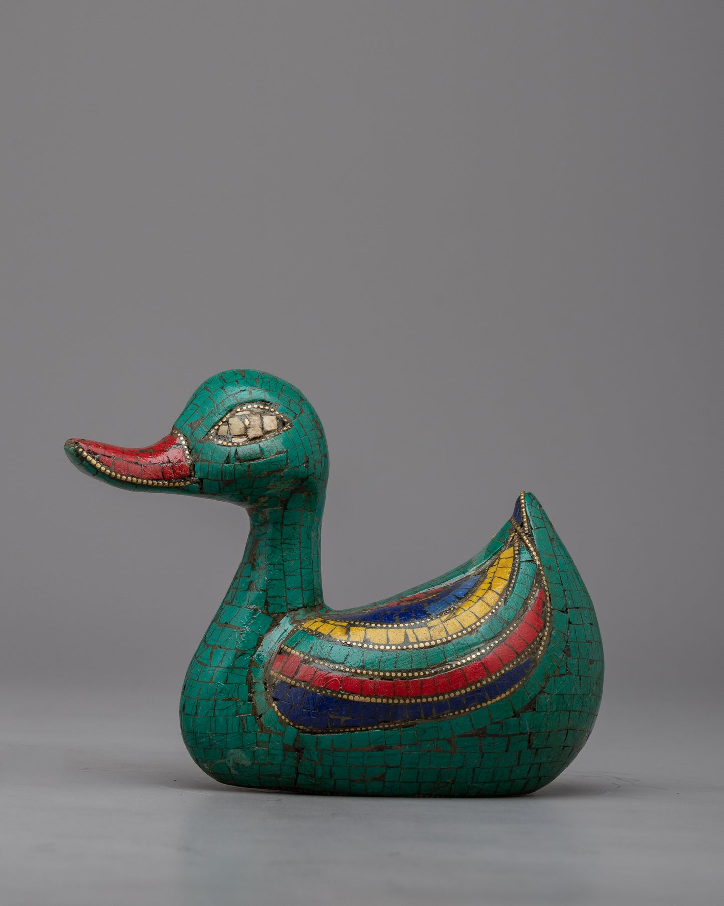 Handcrafted Duck Statue | Gemstone Masterpiece