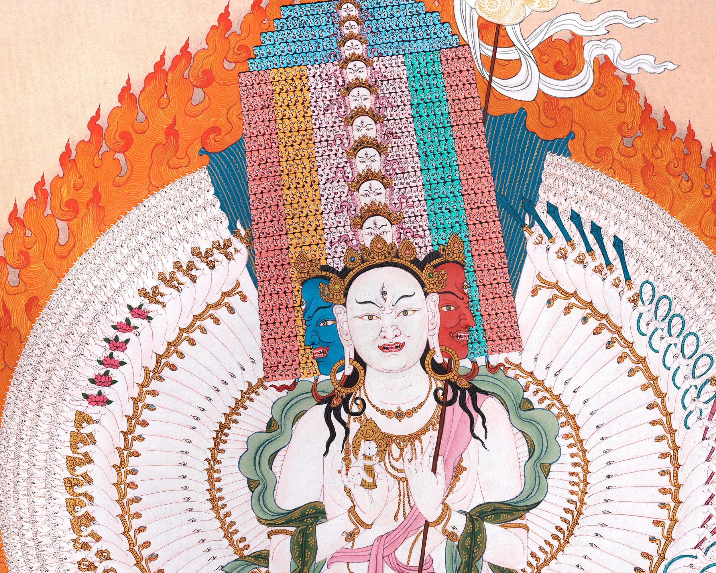 Dukar Thangka Print | The White Umbrella Goddess | Traditional Artwork Of Protective Deity