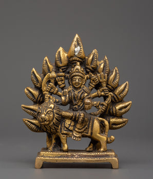 Brass Durga Statue on Lion 