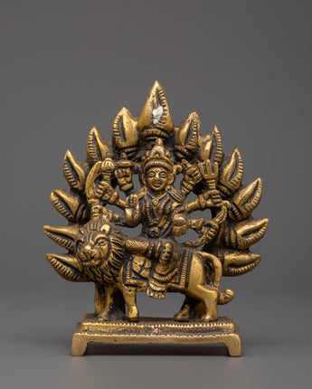 Brass Durga Statue on Lion 