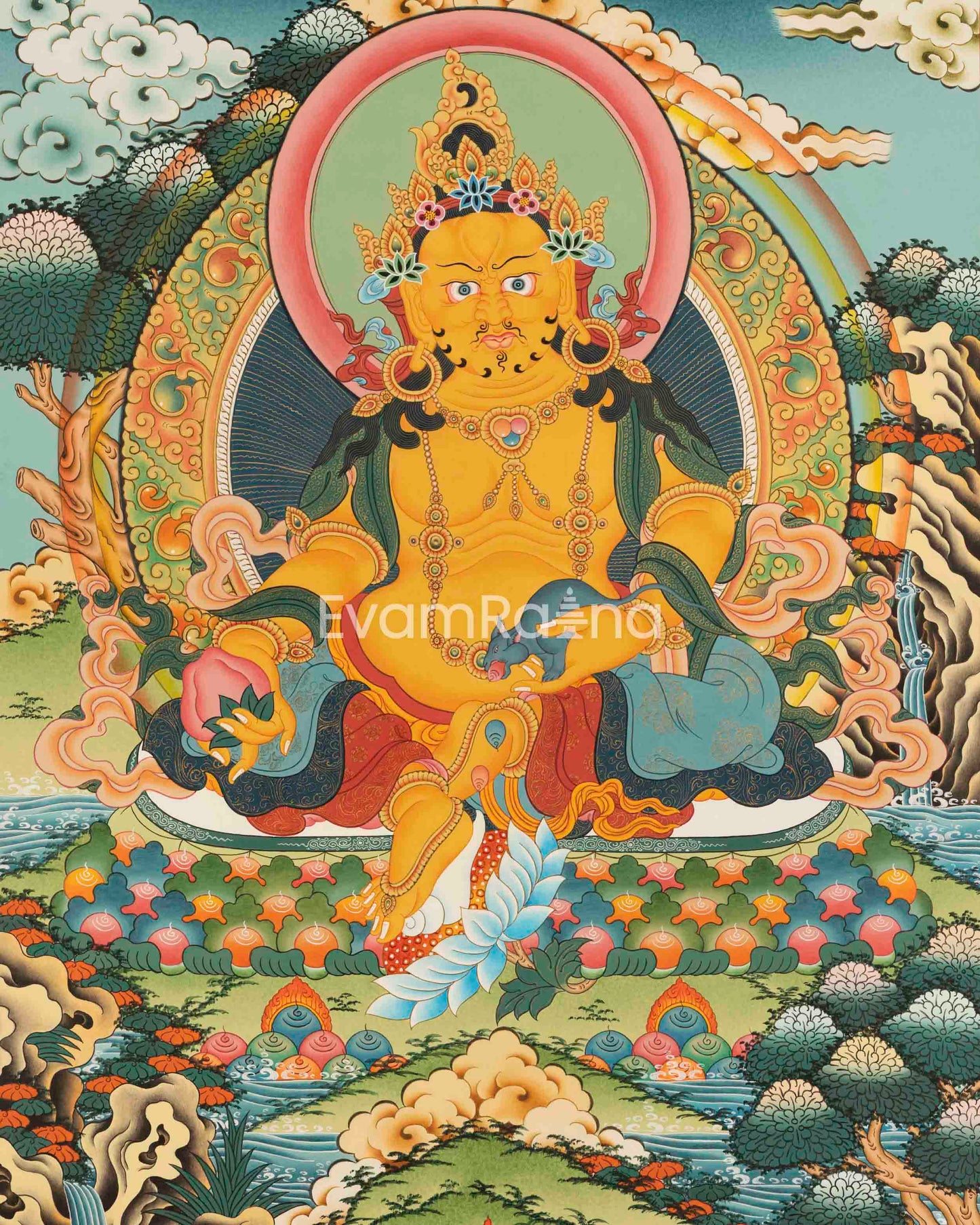 Dzambala Kubera Thangka Painting