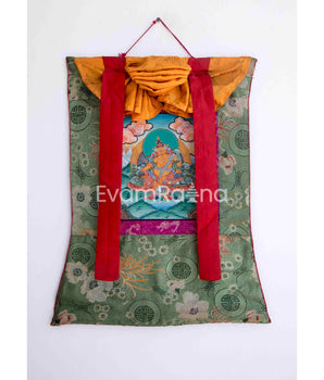 Dzambala Kubera Thangka With Brocade