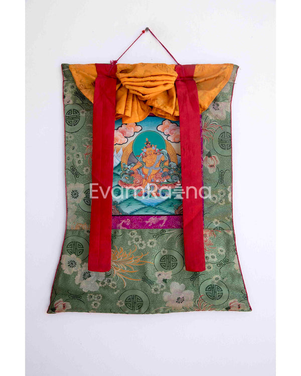 Dzambala Kubera Thangka With Brocade