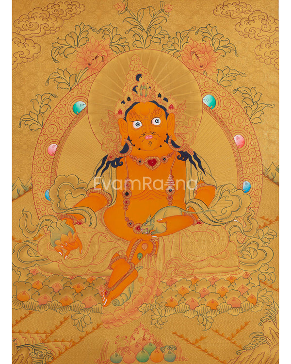 24k Gold Dzambala Thangka Painting