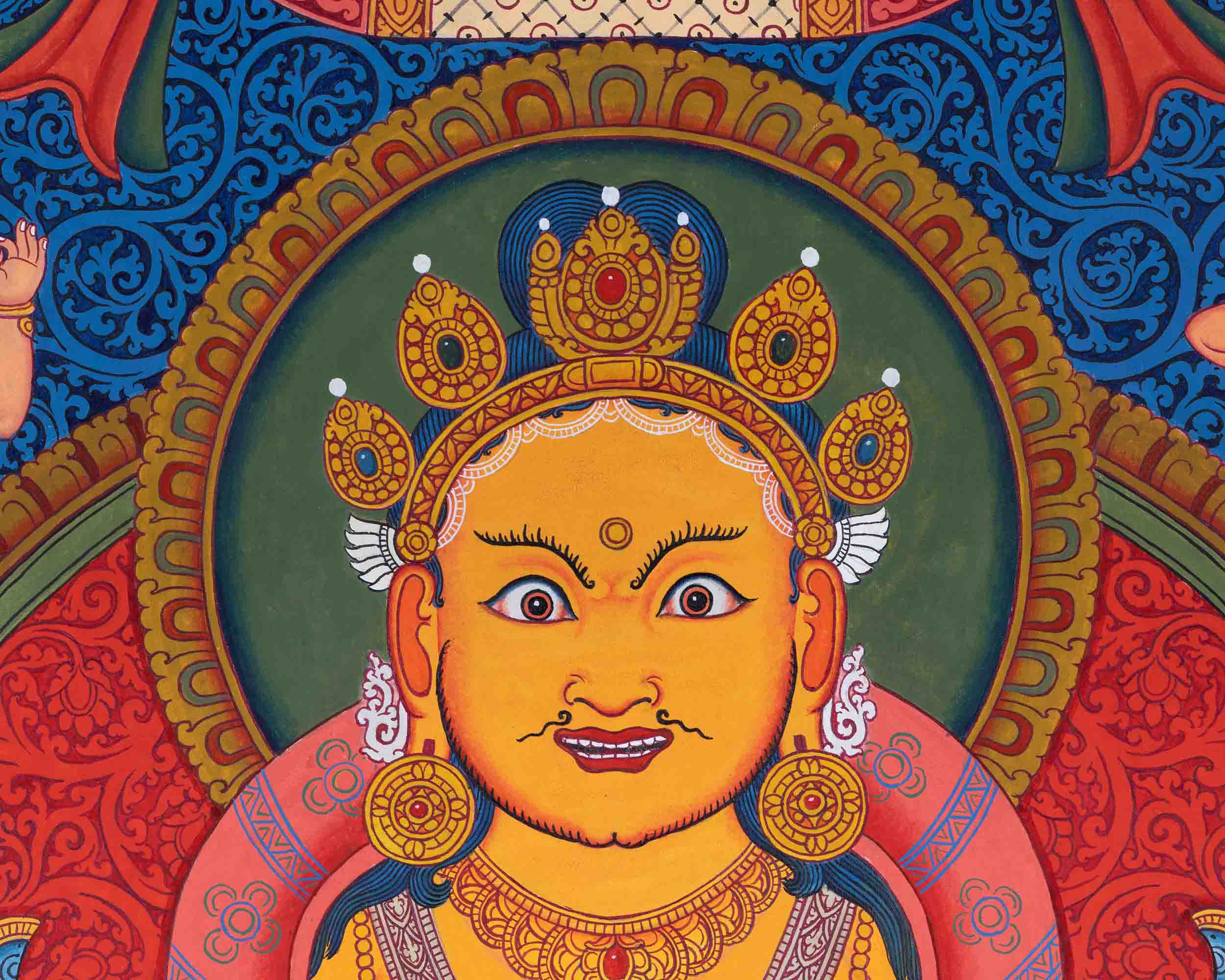 High-Quality Giclee Canvas Art For Jambhala Practice | Traditional Deity Of Weatlh & Prosperity
