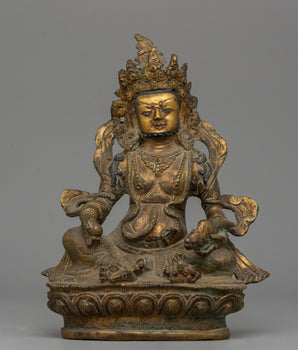 Dzambhala Wealth Buddha Statue | Handmade Gold-Plated Copper Statue for Abundance and Prosperity