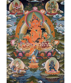 Dzambala Kubera Thangka | Divine Wealth and Prosperity | Home with Wealth and Good Fortune |