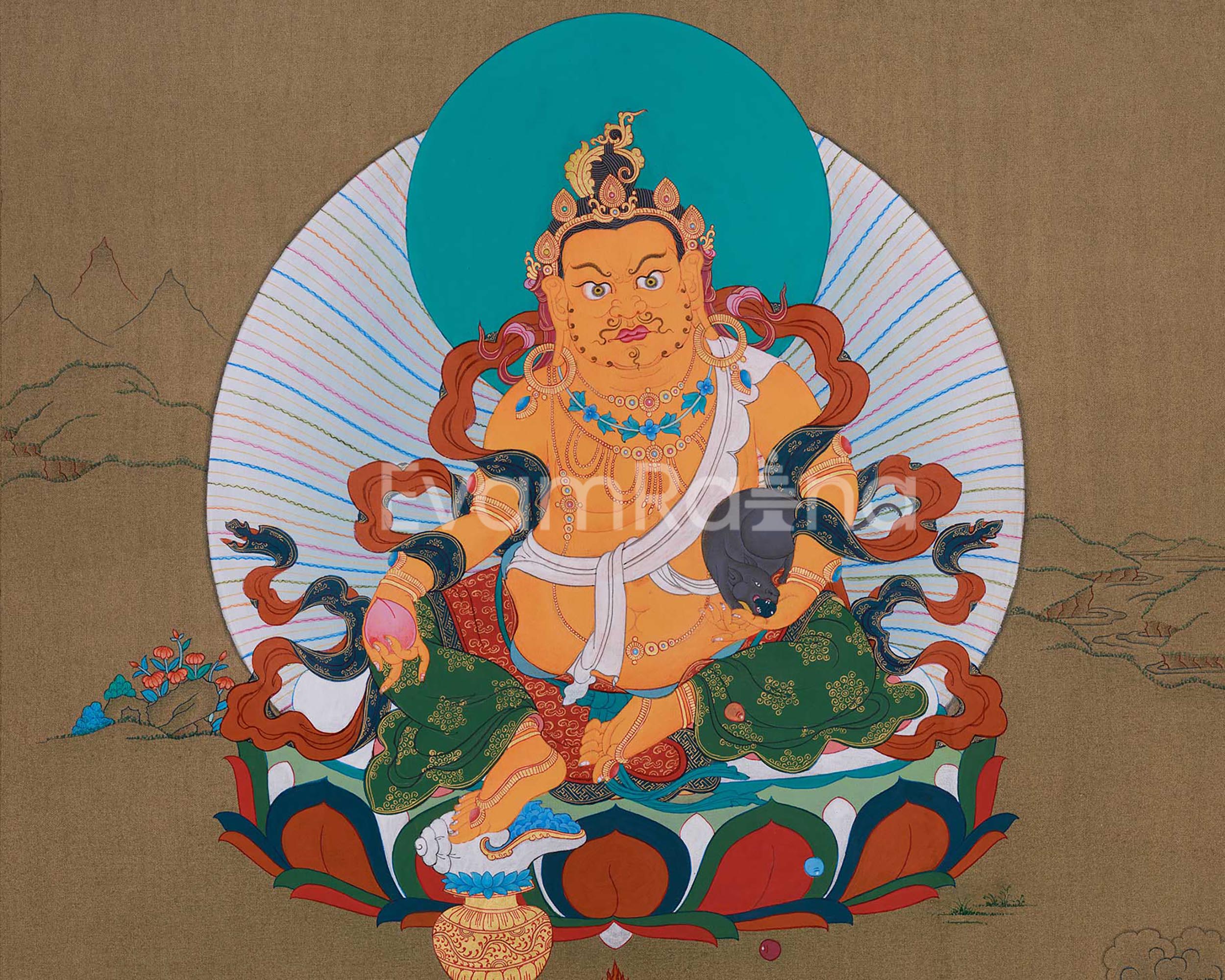 Tibetan Dzambhala Wealth Deity Art | Buddha of Fortune and Spiritual Blessings