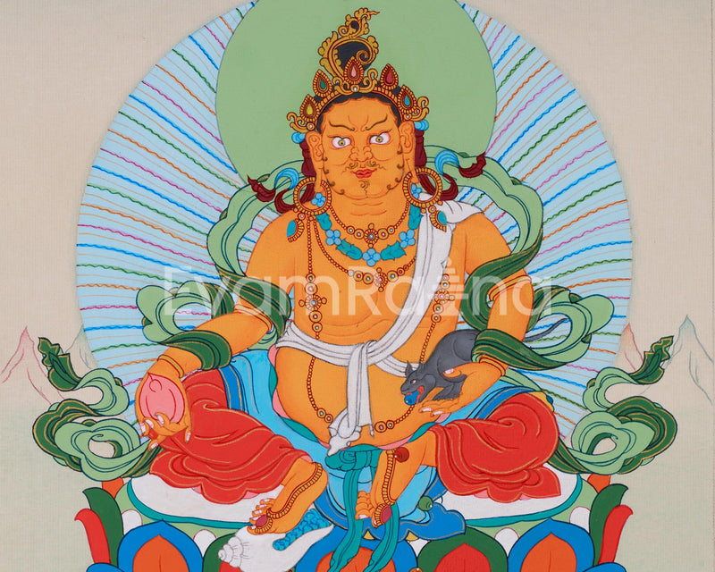 Yellow Dzambhala, The Wealth Deity Thangka