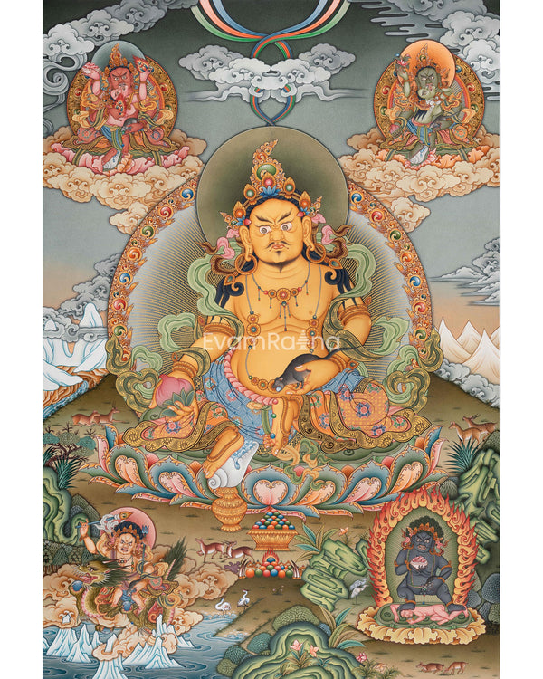 Golden Dzambhala Thangka Print