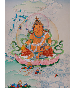Hand Painted Yellow Jambhala Thangka 