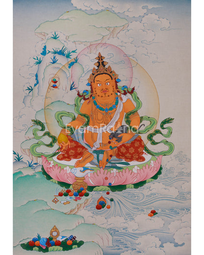 Hand Painted Yellow Jambhala Thangka 