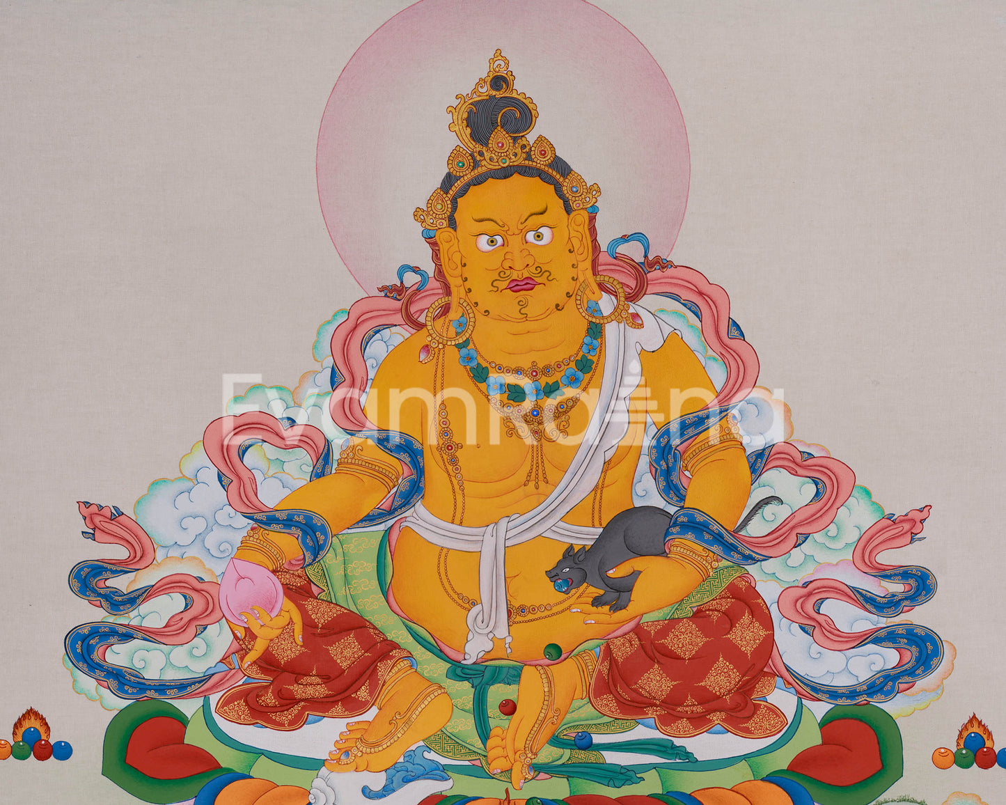 Dzambhala Thangka | Buddhist Deity of Wealth and Prosperity