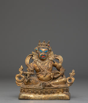 Oxidized copper Dzambhala Statue