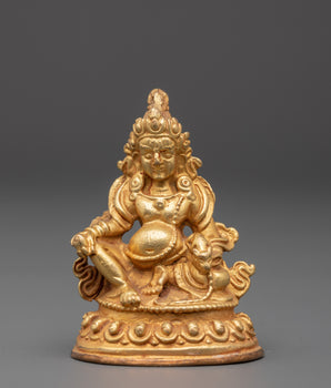Gold Plated Dzambhala Statue | Tibetan Shrine Decor