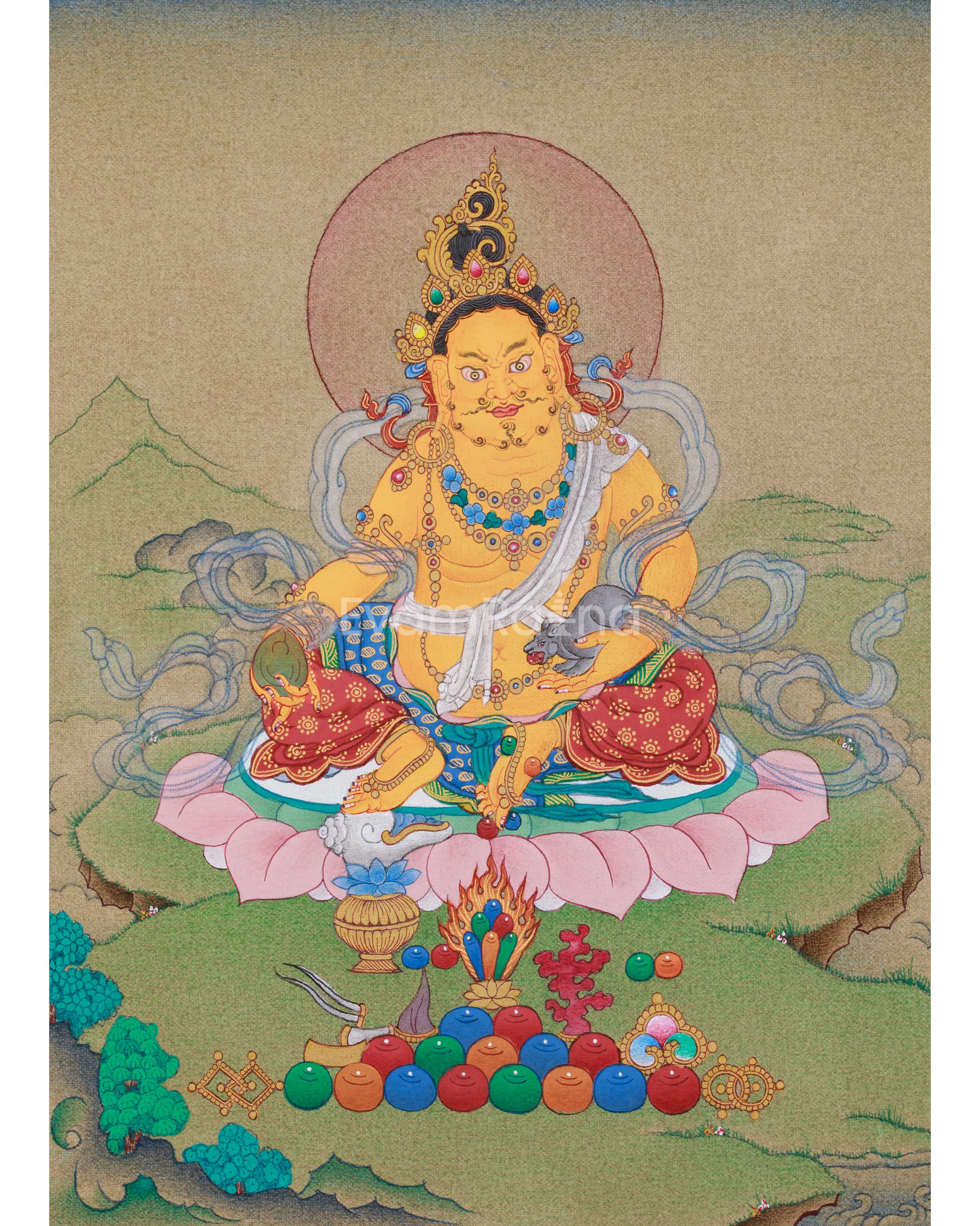 Original Zambhala Painting | Dzambhala, Protector of Wealth and Spiritual Abundance